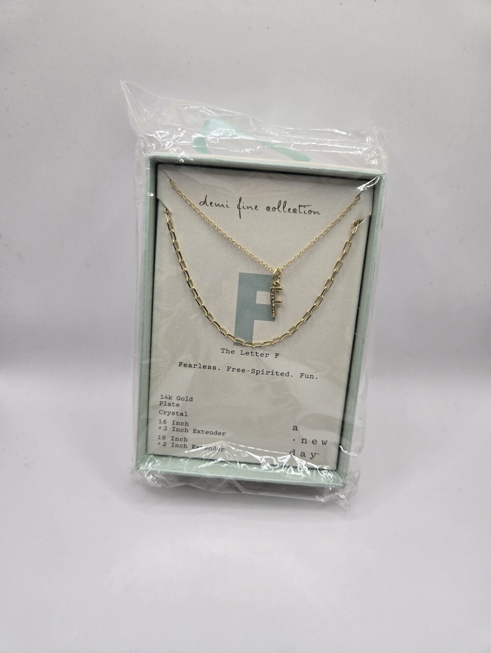 A New Day Demi Fine Collection Letter F Layered Necklace Set 14K Gold Plated NWT
